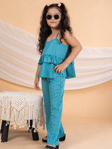 Bebe Unicorn Casual Teal Coord Set for Girls