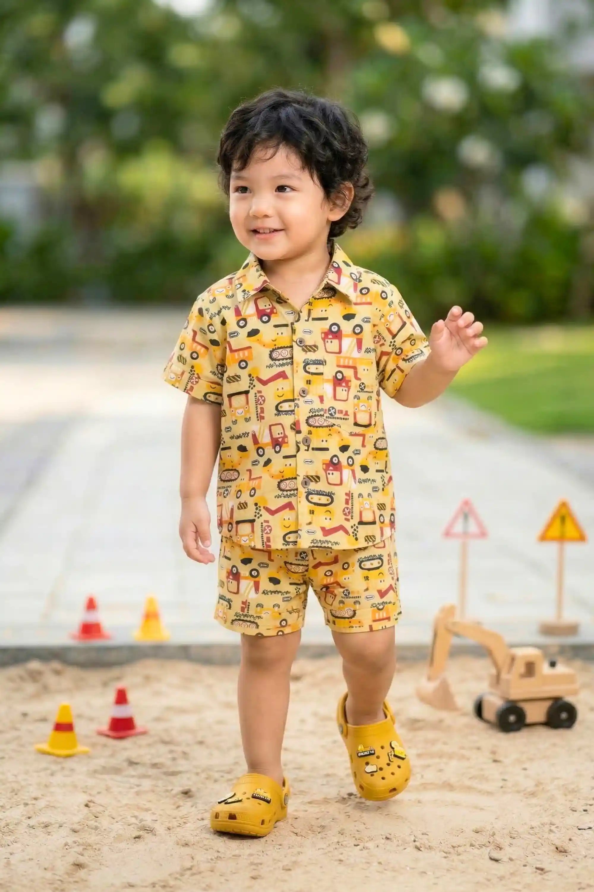 Boys Mustard Construction Vehicle Coord Set