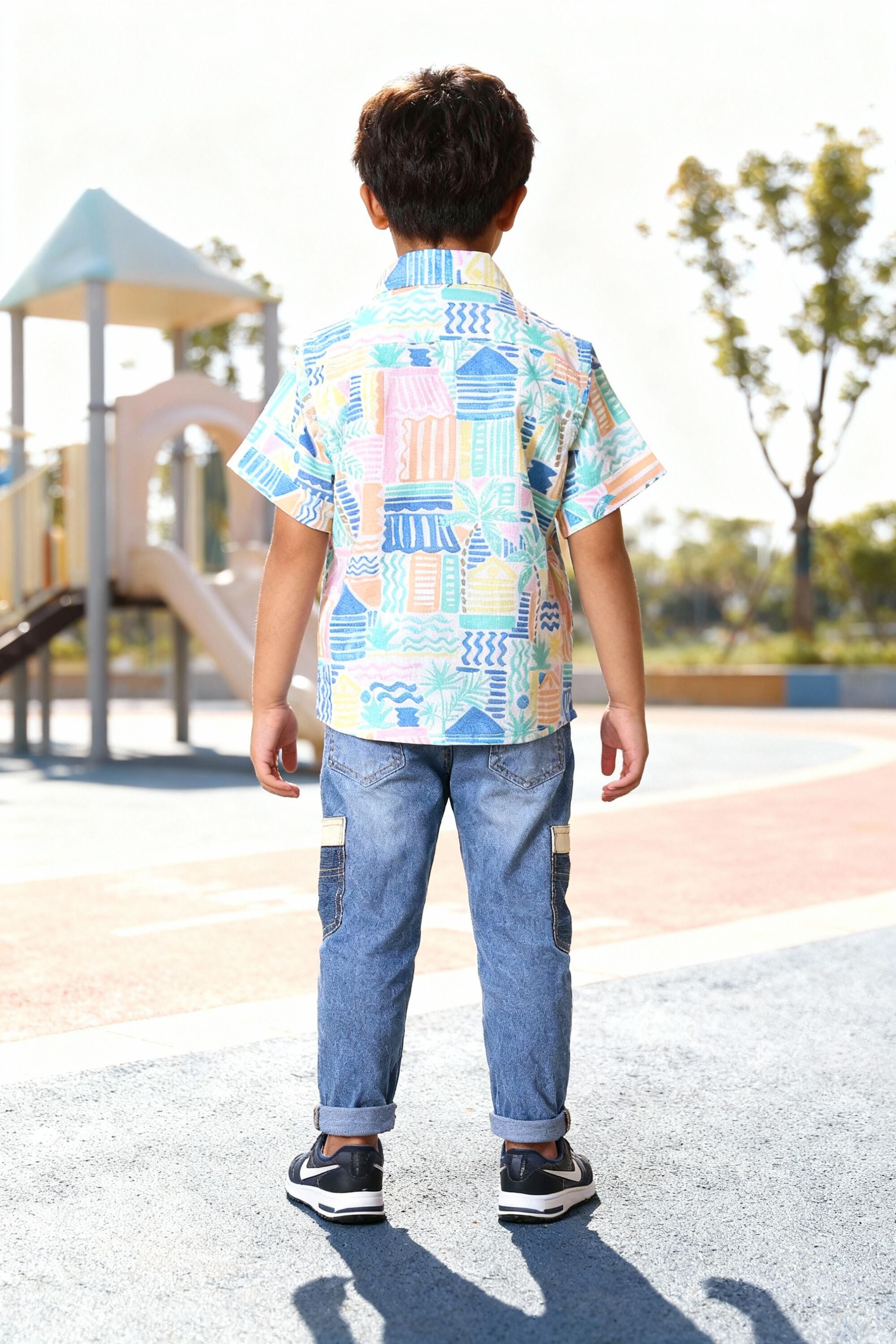 Multicolor Printed Shirt - Fun 4 Year Boy Dress