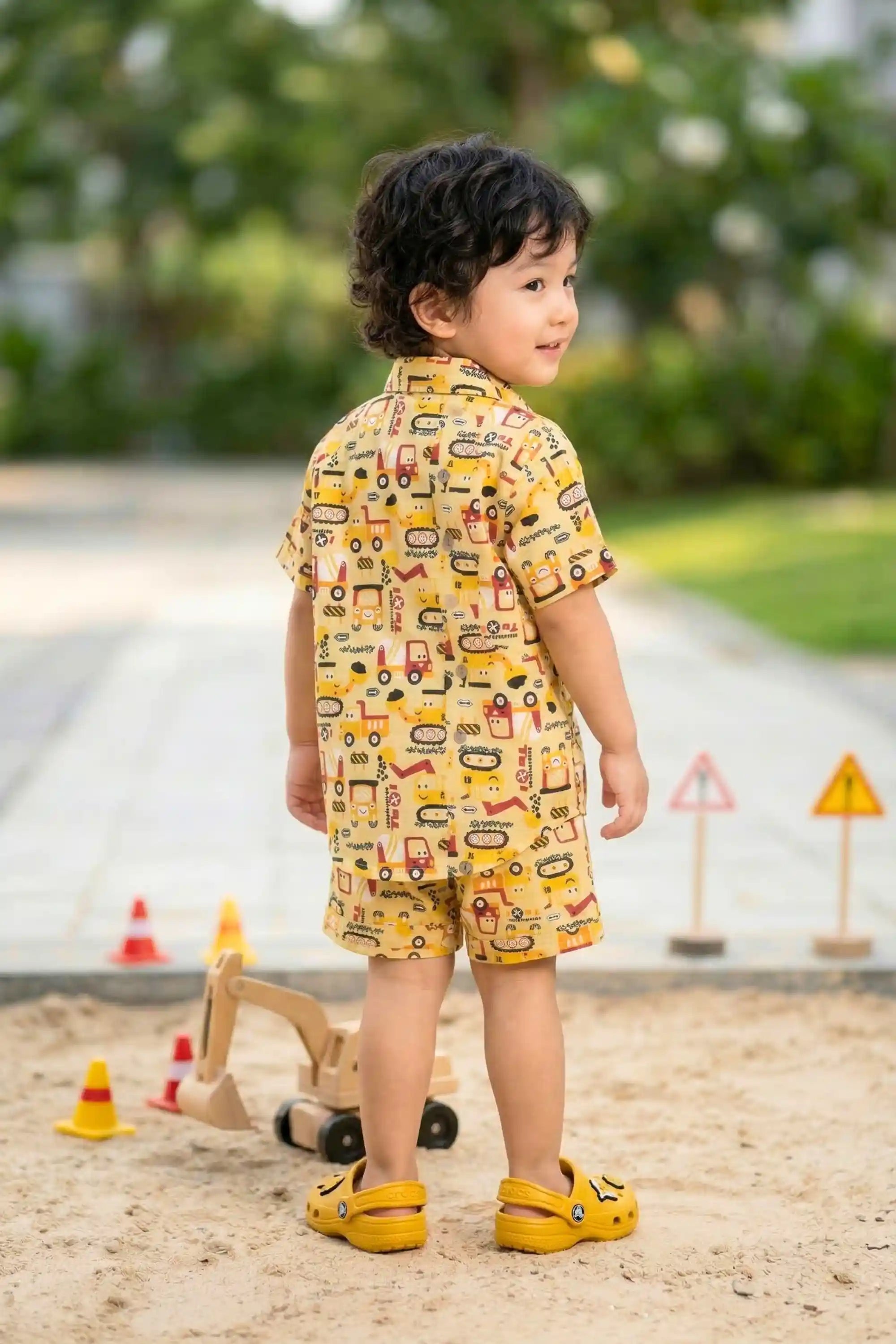 Boys Mustard Construction Vehicle Coord Set