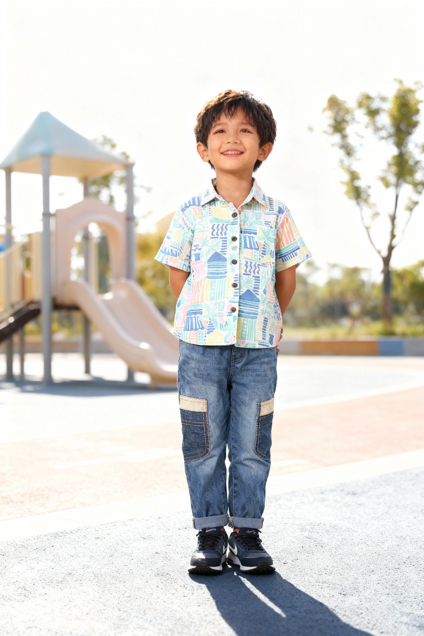 Multicolor Printed Shirt - Fun 4 Year Boy Dress