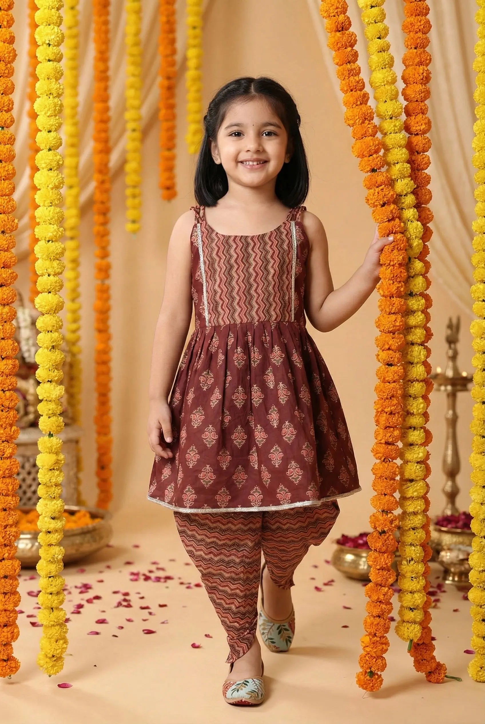 Maroon Kurti Dhoti Set - Rakhi Outfit Bebe Unicorn