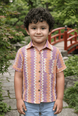 Zig-Zag Orange & Purple Shirt - Stylish Kids Dress for Boys