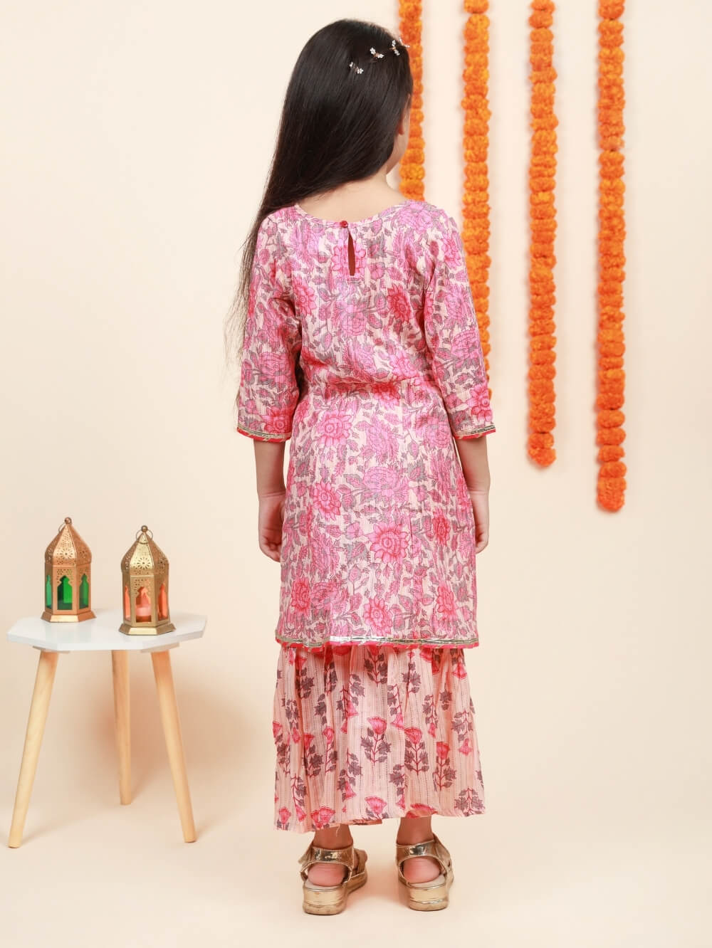 peach kids coord set in cotton - festive & casual wear, India