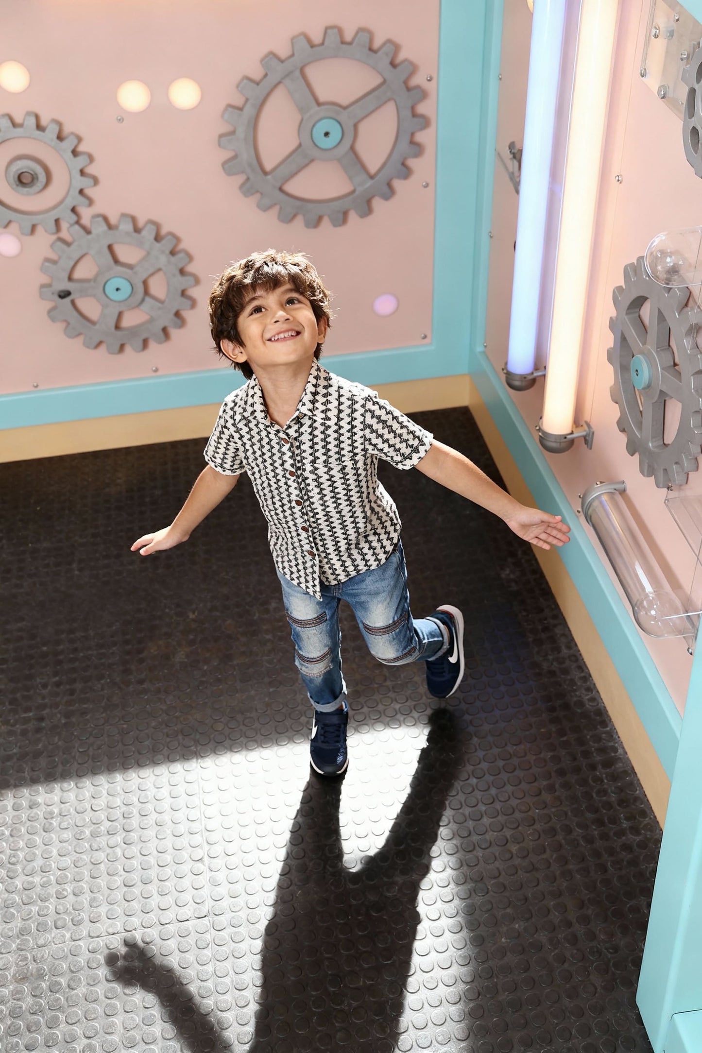 Zig-Zag Print Cotton Shirt - Kids Dress for Boys