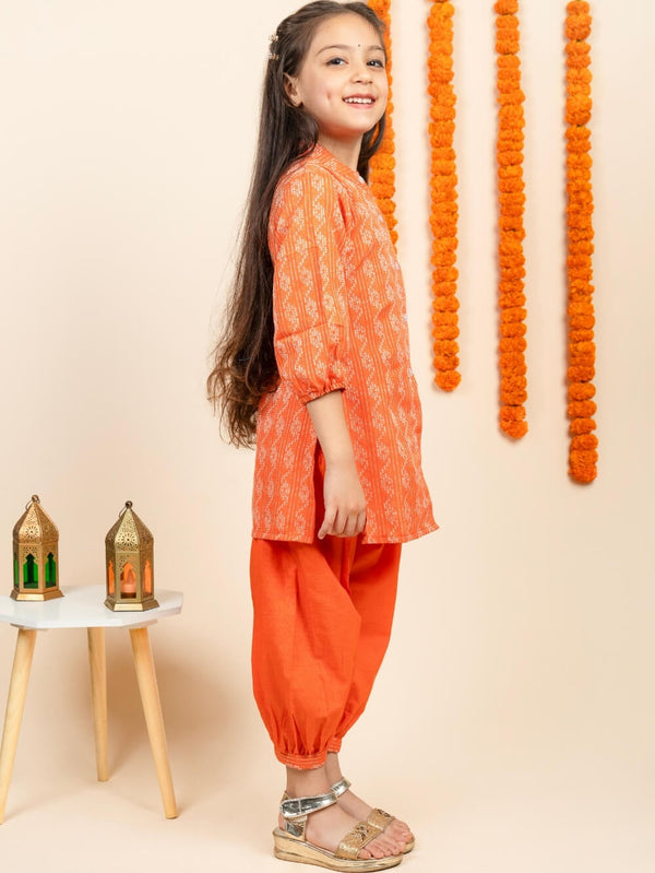Orange Dhoti-Kurti Duo