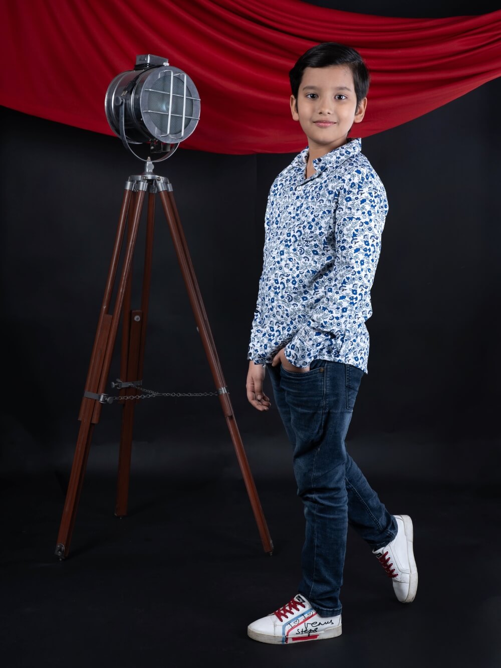 Fresh Blooms: Boys' Blue Small Flowers Printed Shirt