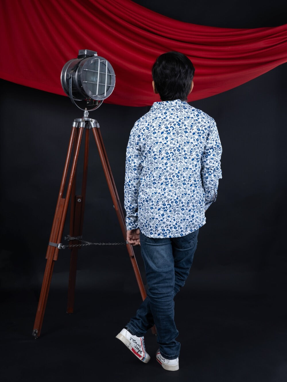 Fresh Blooms: Boys' Blue Small Flowers Printed Shirt