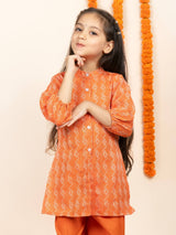 Orange Dhoti-Kurti Duo