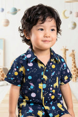Boys Navy Space Giraffe Coord Set