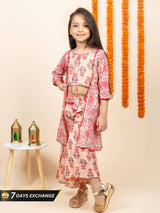 peach girls co‑ord set in cotton – festive & casual wear, India