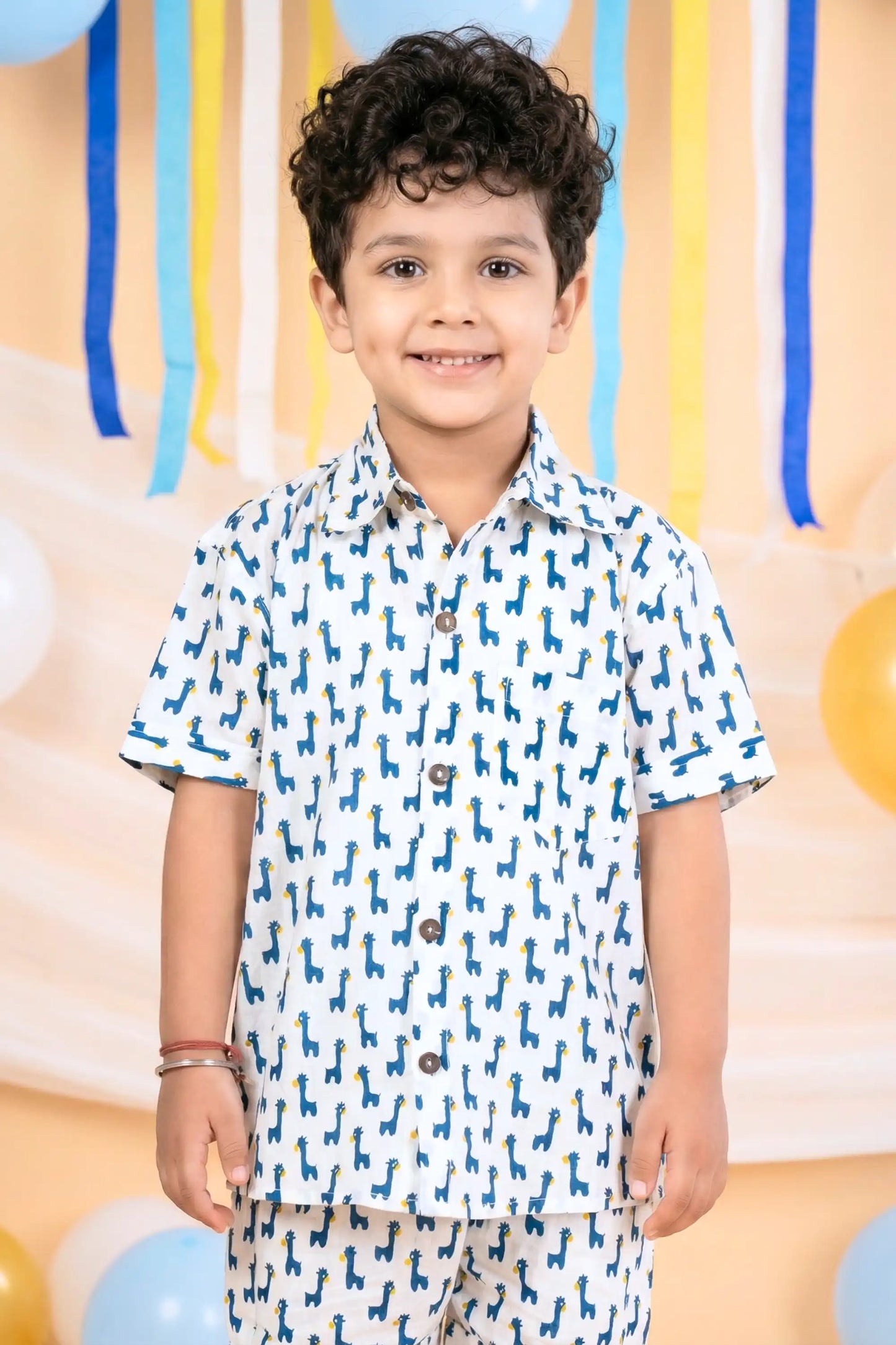 Boys Casual Giraffe Print Coord Set