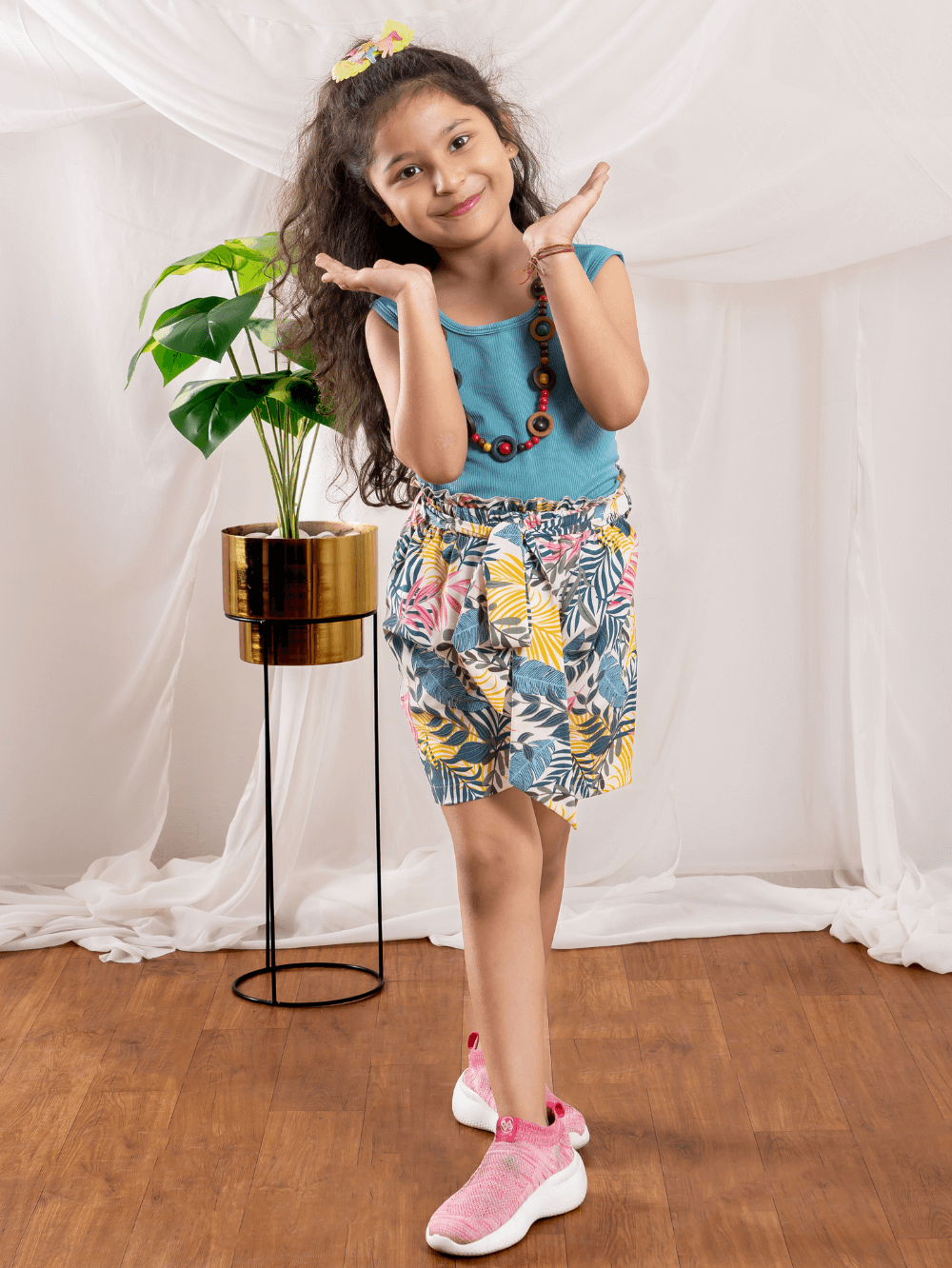 Bebe Unicorn Girls Floral Shorts & Teal Top Clothing Set