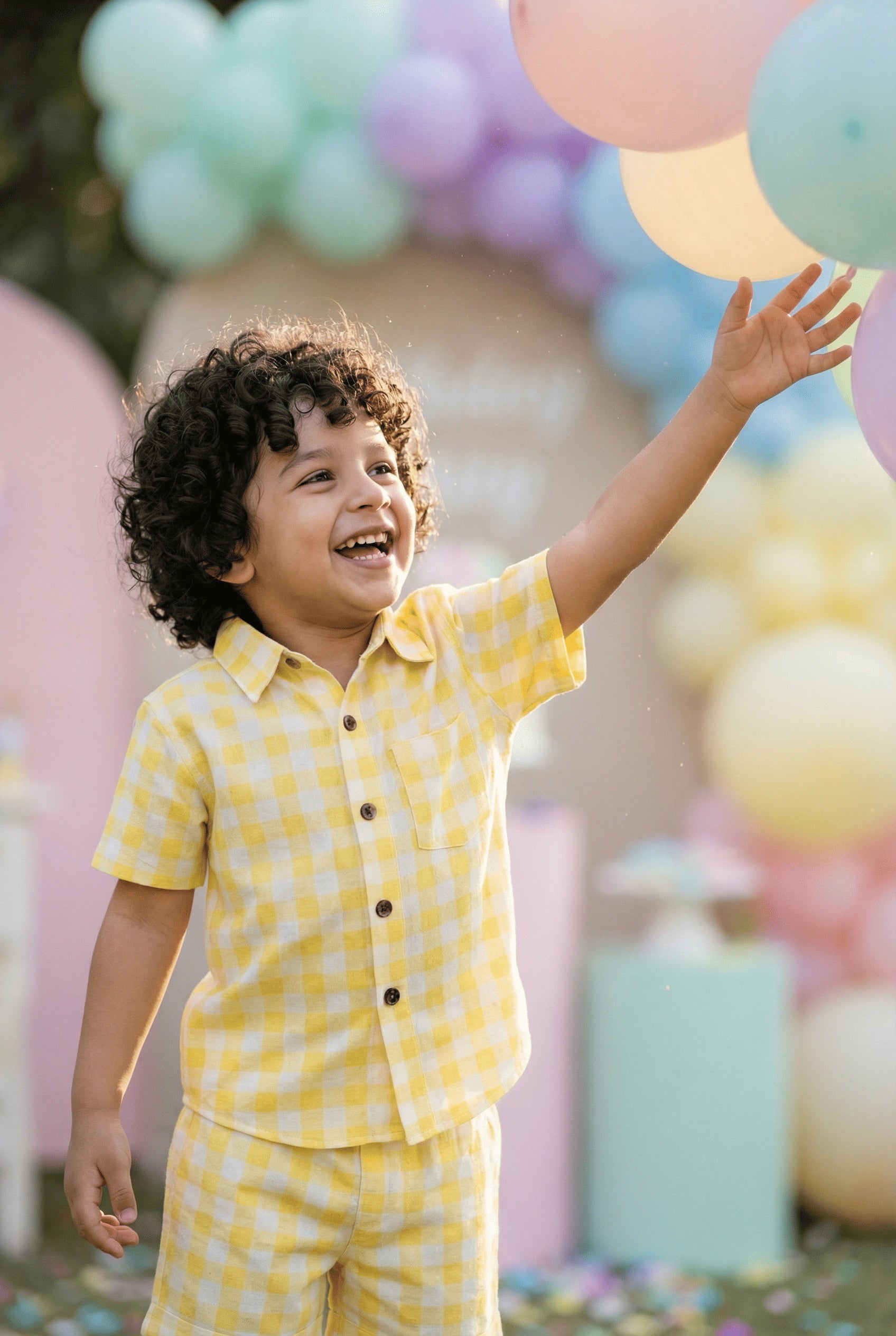 Checks Pure Cambric Cotton Boys Shirt & Shorts Coord Set Clothing Set