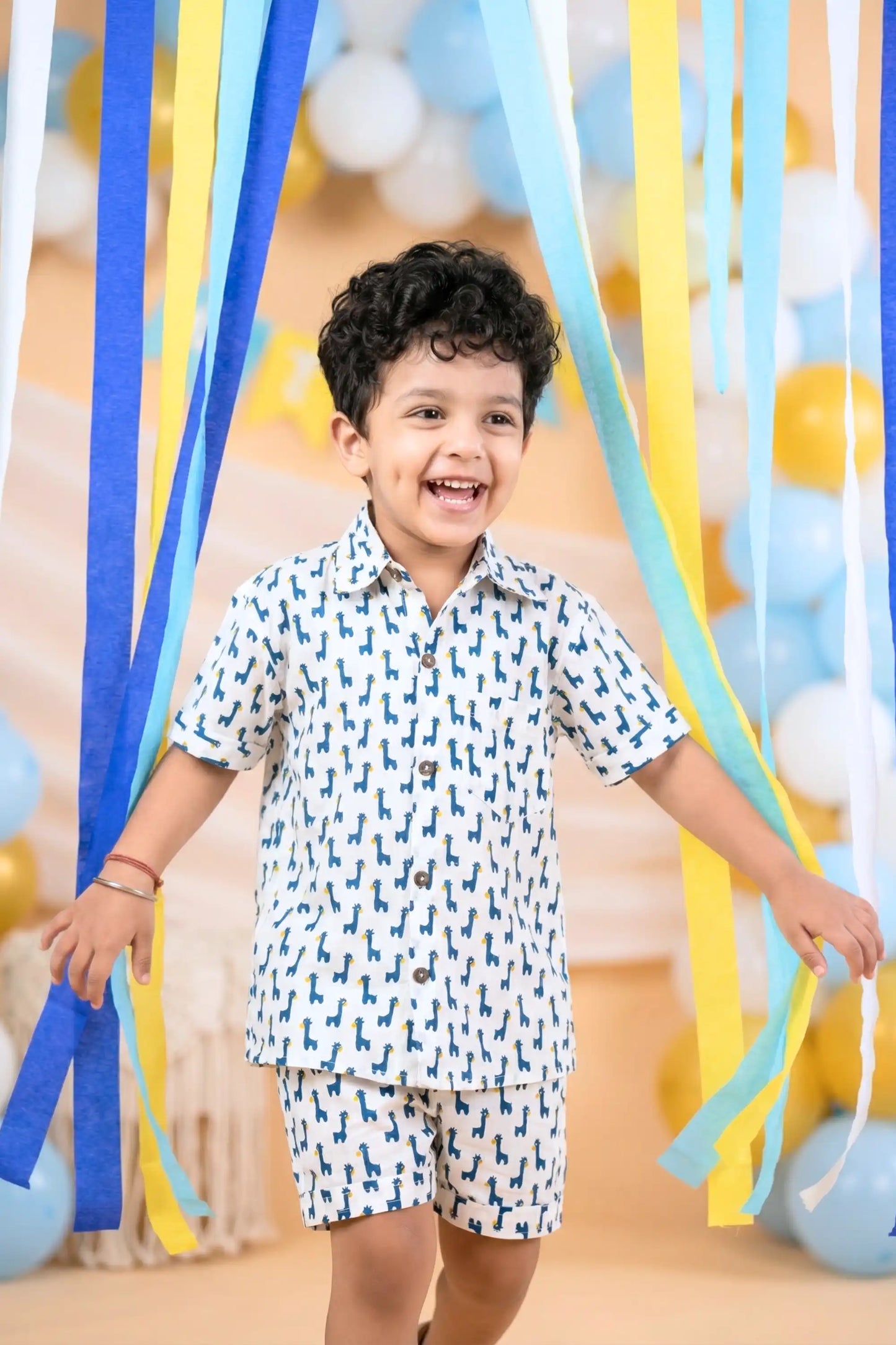 Boys Casual Giraffe Print Coord Set