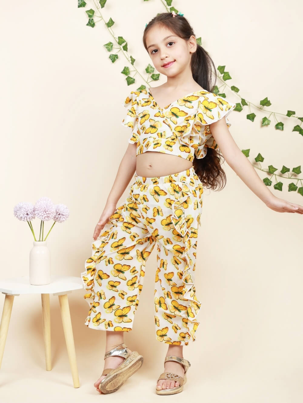 Girls yellow crop top shop