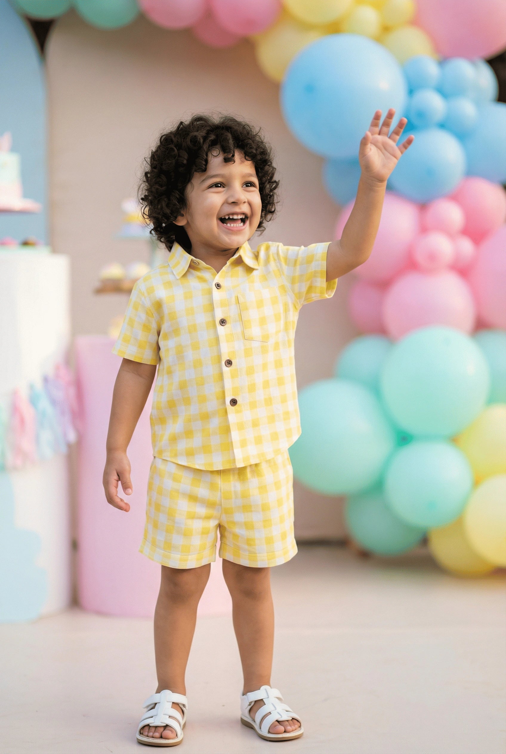 Checks Pure Cambric Cotton Boys Shirt & Shorts Coord Set Clothing Set
