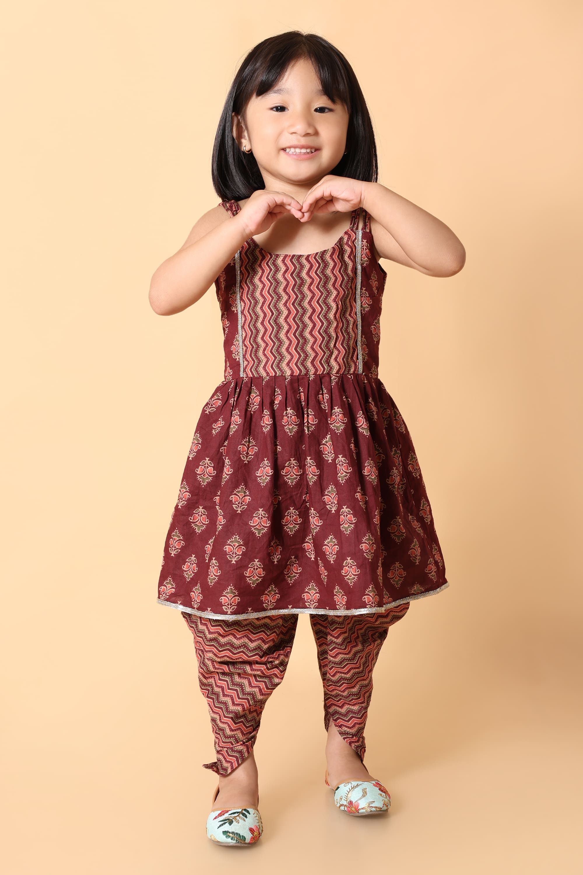 Maroon Kurti Dhoti Set - Rakhi Outfit