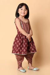 Maroon Kurti Dhoti Set - Rakhi Outfit