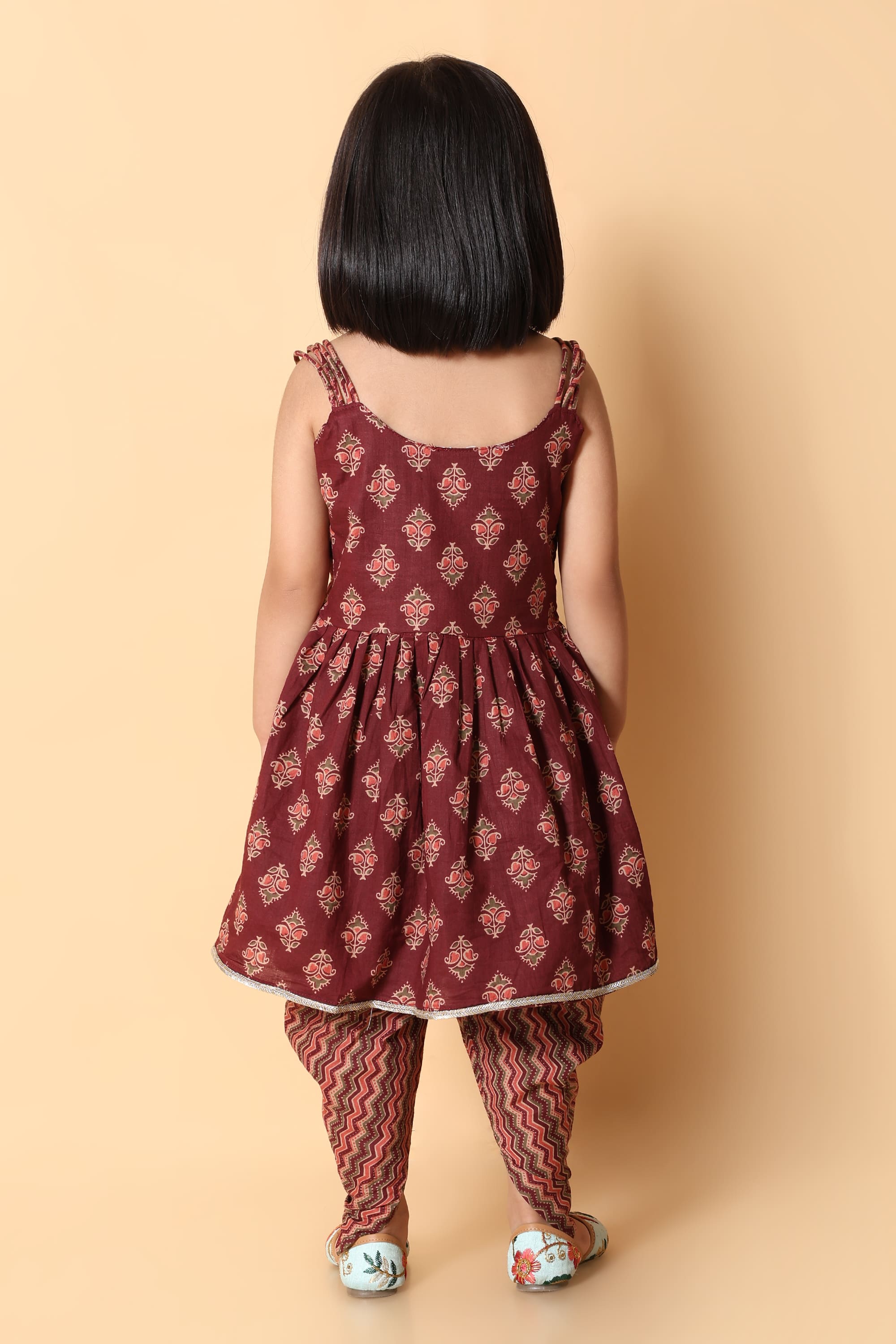Maroon Kurti Dhoti Set - Rakhi Outfit