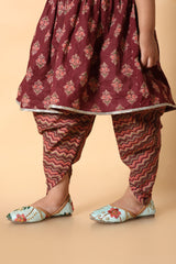 Maroon Kurti Dhoti Set - Rakhi Outfit