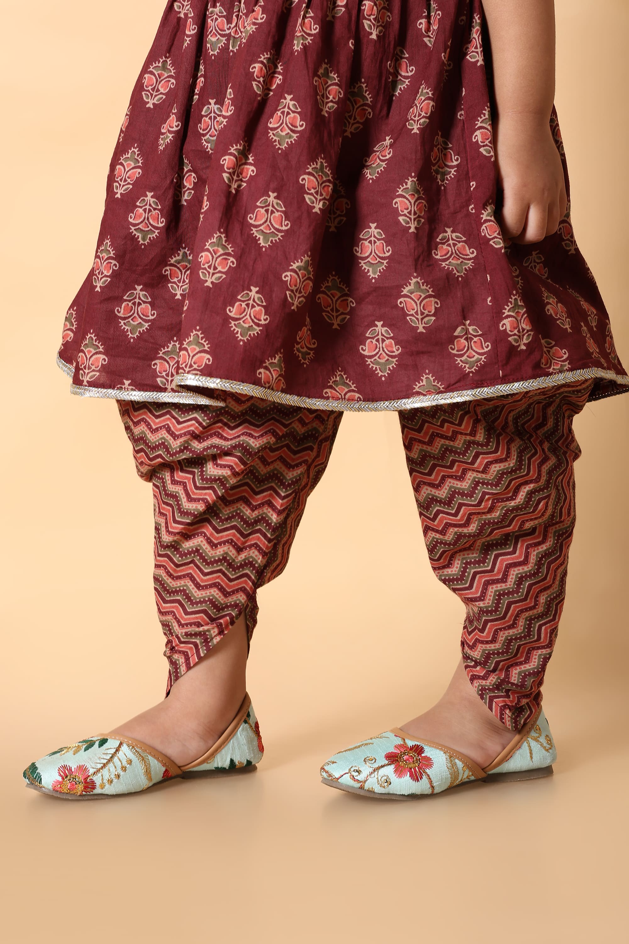 Maroon Kurti Dhoti Set - Rakhi Outfit