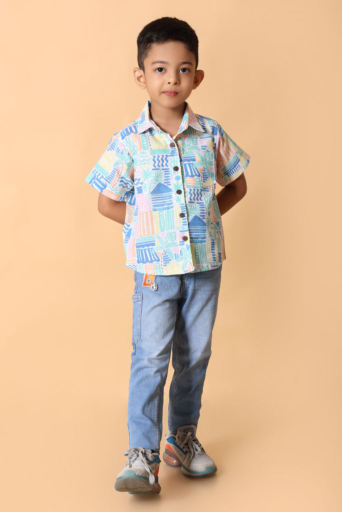 Multicolor Printed Shirt - Fun 4 Year Boy Dress