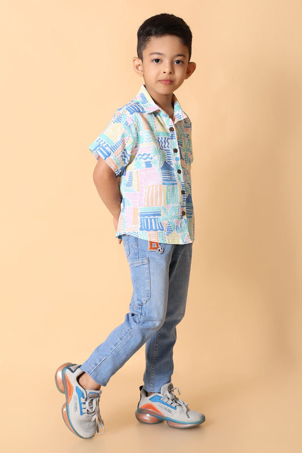 Multicolor Printed Shirt - Fun 4 Year Boy Dress
