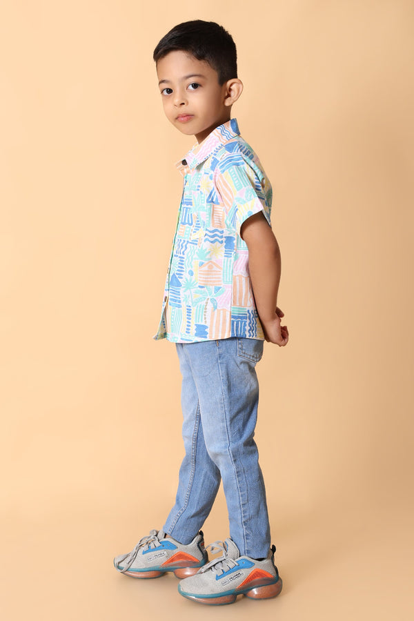 Multicolor Printed Shirt - Fun 4 Year Boy Dress
