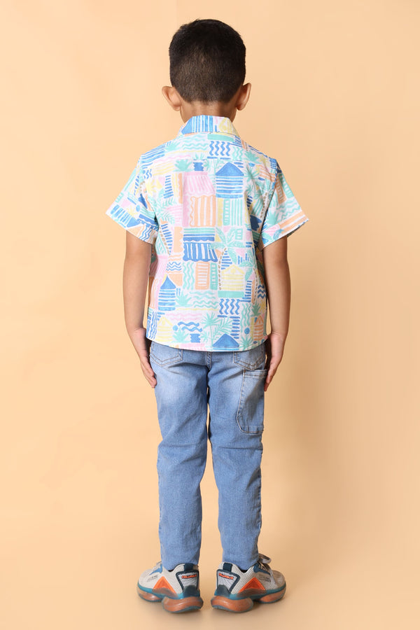 Multicolor Printed Shirt - Fun 4 Year Boy Dress