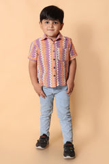 Zig-Zag Orange & Purple Shirt - Stylish Kids Dress for Boys