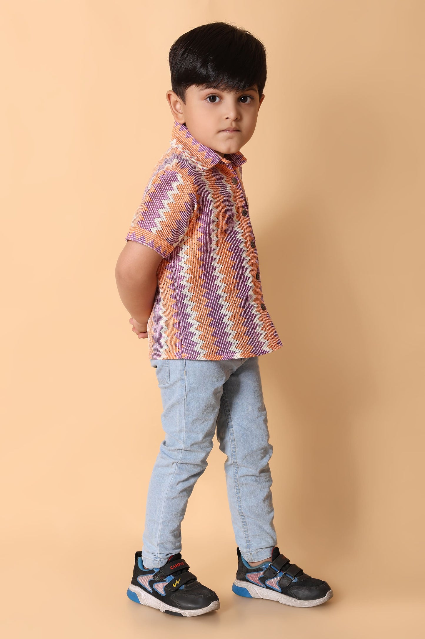 Zig-Zag Orange & Purple Shirt - Stylish Kids Dress for Boys