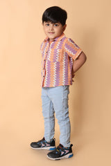 Zig-Zag Orange & Purple Shirt - Stylish Kids Dress for Boys