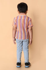Zig-Zag Orange & Purple Shirt - Stylish Kids Dress for Boys