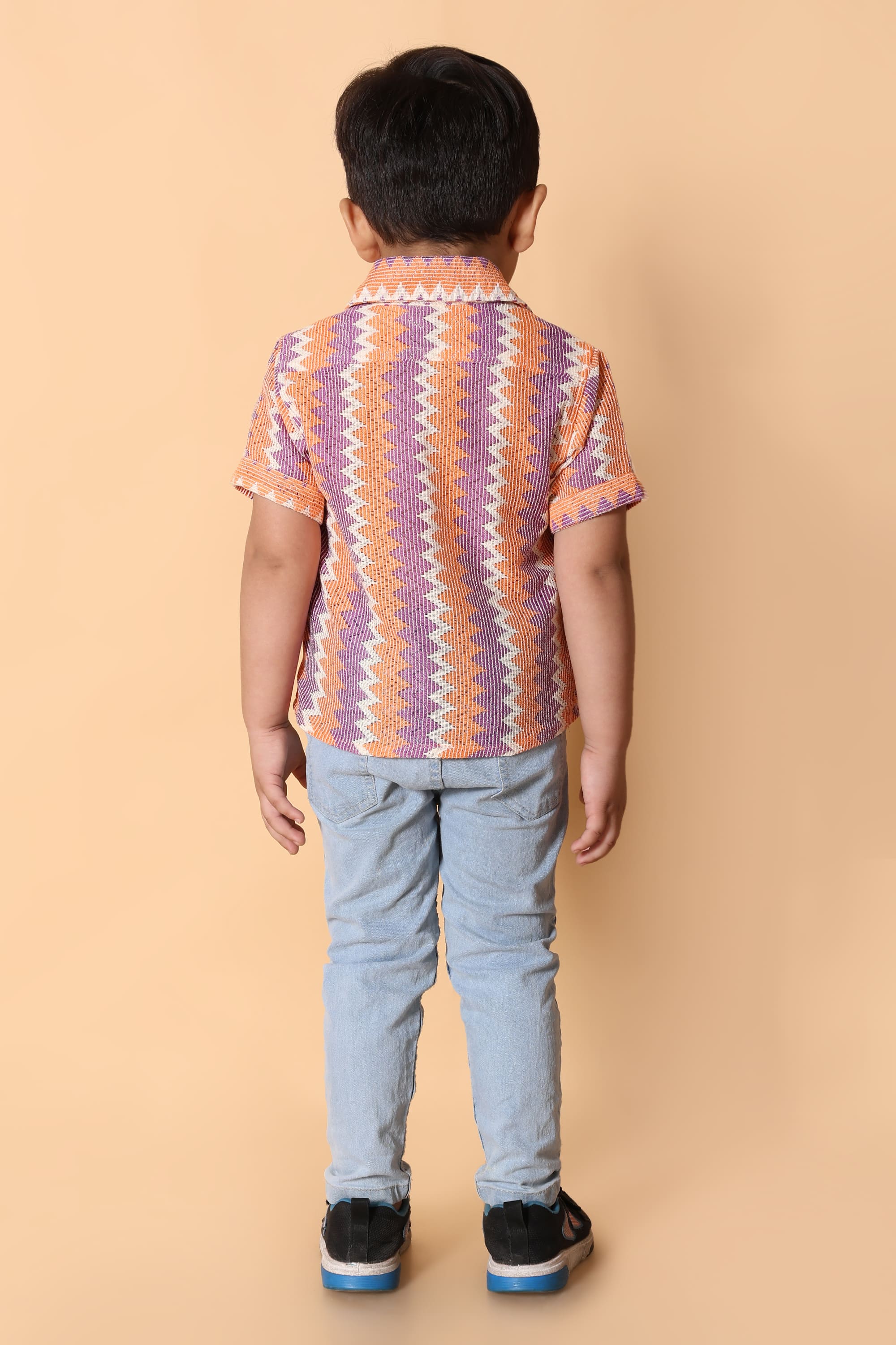 Zig-Zag Orange & Purple Shirt - Stylish Kids Dress for Boys