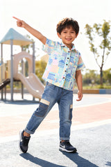 Multicolor Printed Shirt - Fun 4 Year Boy Dress