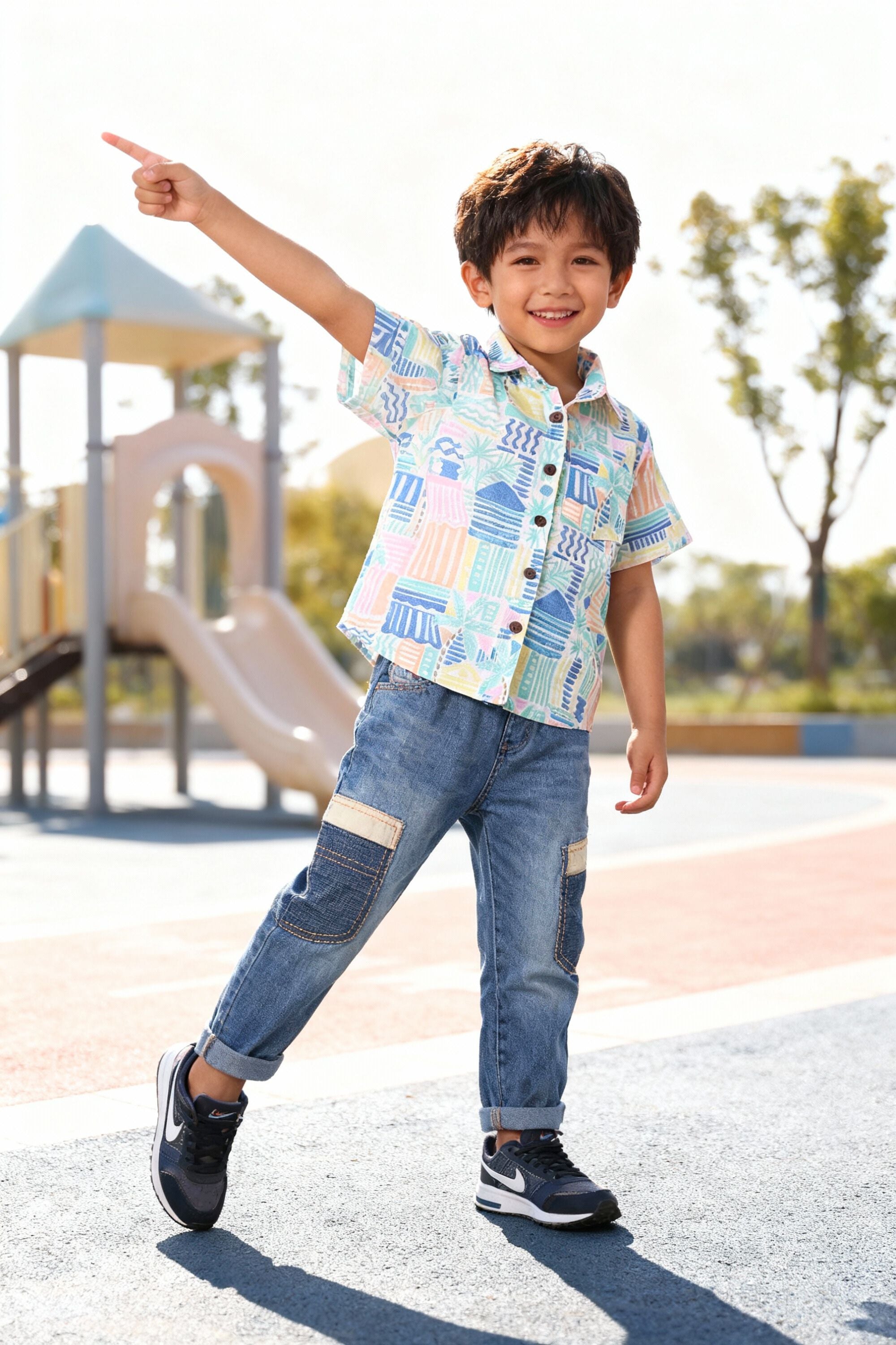 Multicolor Printed Shirt - Fun 4 Year Boy Dress