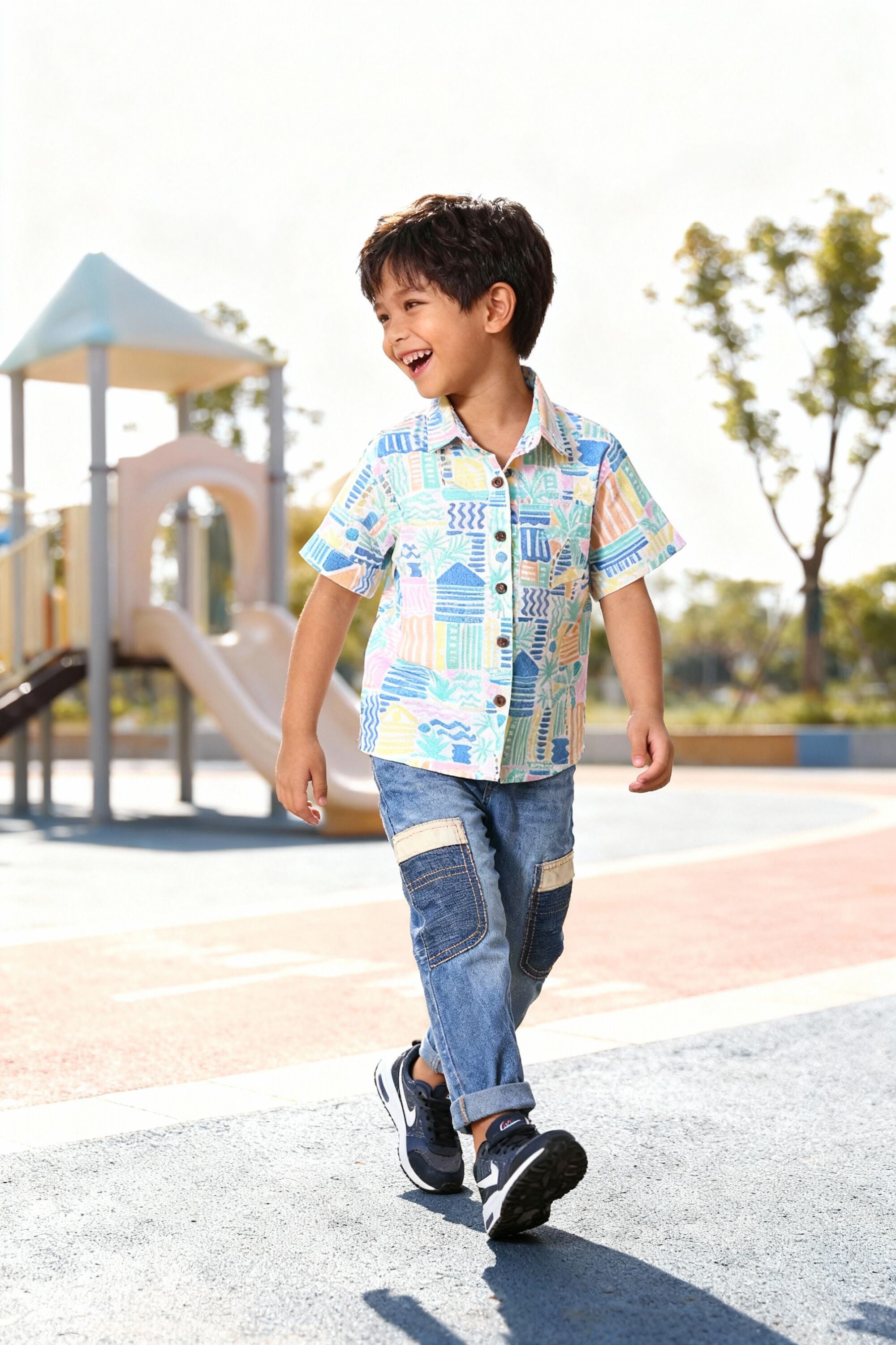 Multicolor Printed Shirt - Fun 4 Year Boy Dress