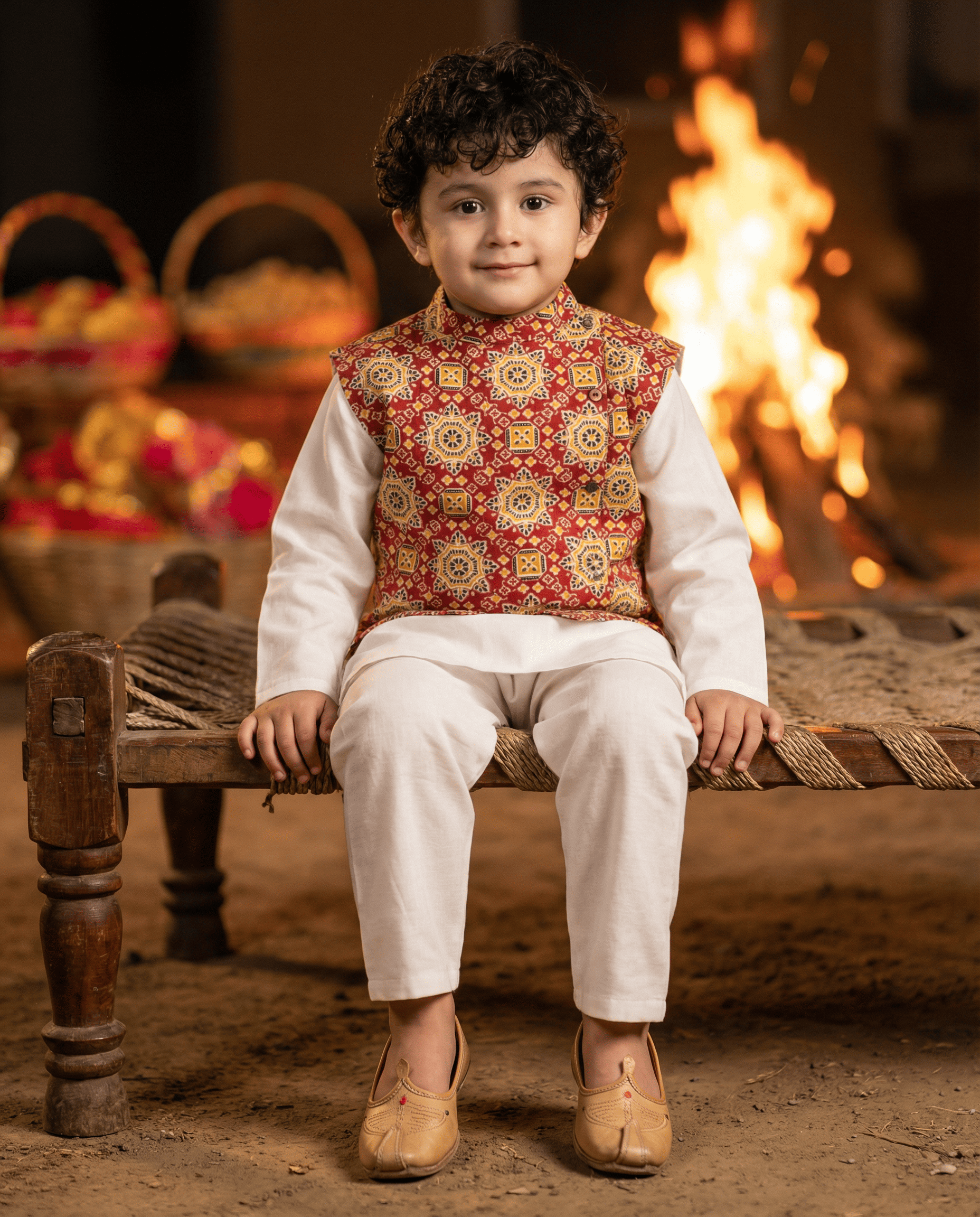 Mandarin Collar Pure Cotton Straight Kurta with Trouser and Jacket