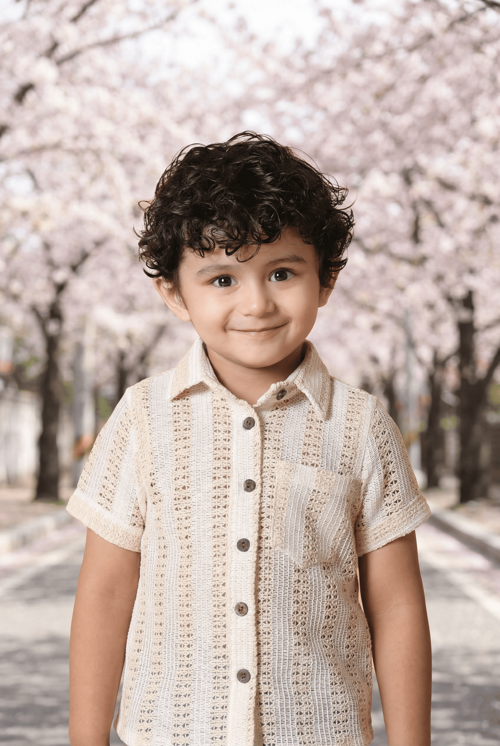 Cream Crochet Shirt - Elegant 4 Year Boy Dress Top