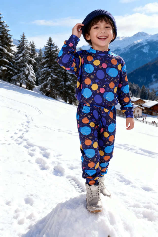 Kids Geometric Print Unisex Looper Coord Set