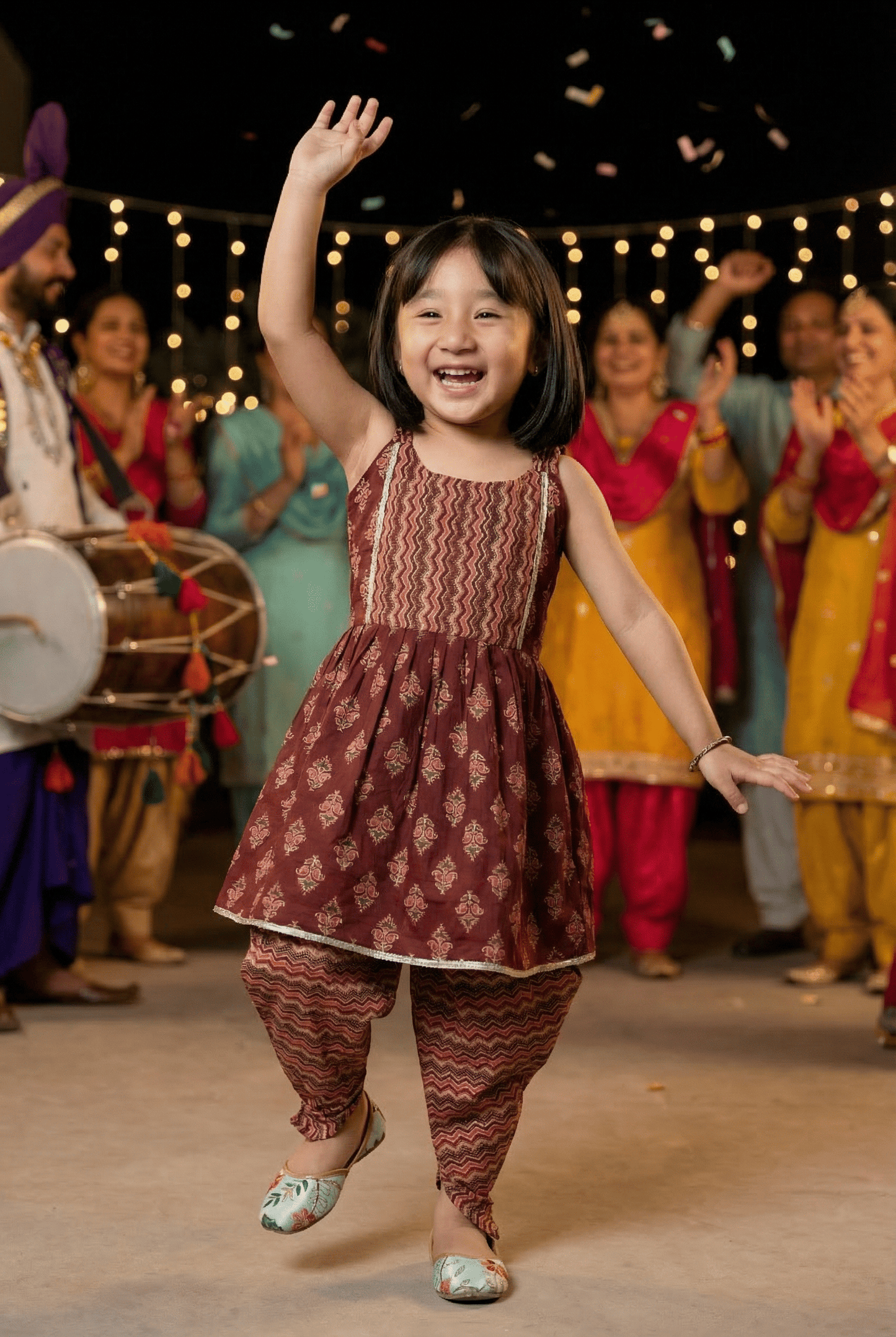 Maroon Kurti Dhoti Set - Rakhi Outfit