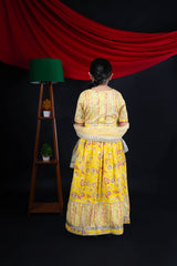 Yellow Mirror Work Lehenga Choli for Girls