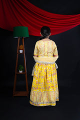 Yellow Mirror Work Lehenga Choli for Girls