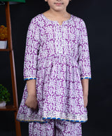 Purple Anarkali Style Kurta Set for Girls - Latest Rakhi Dress for Girls 2025