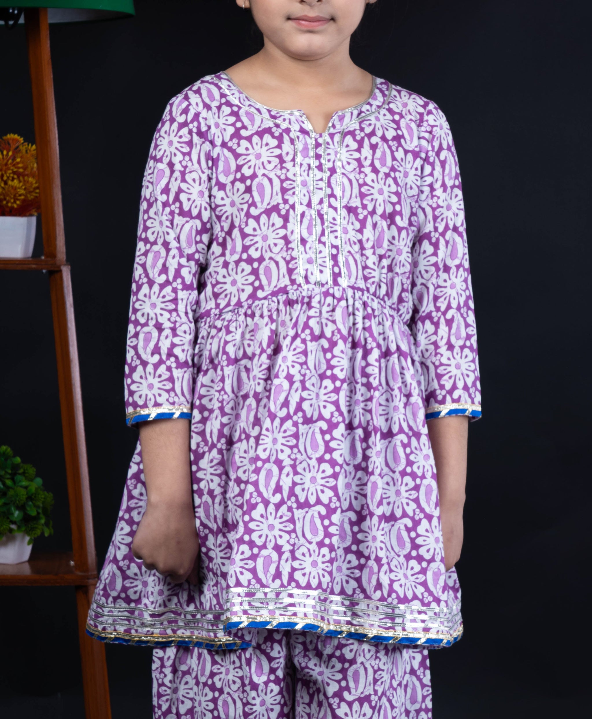 Purple Anarkali Style Kurta Set for Girls - Latest Rakhi Dress for Girls 2025