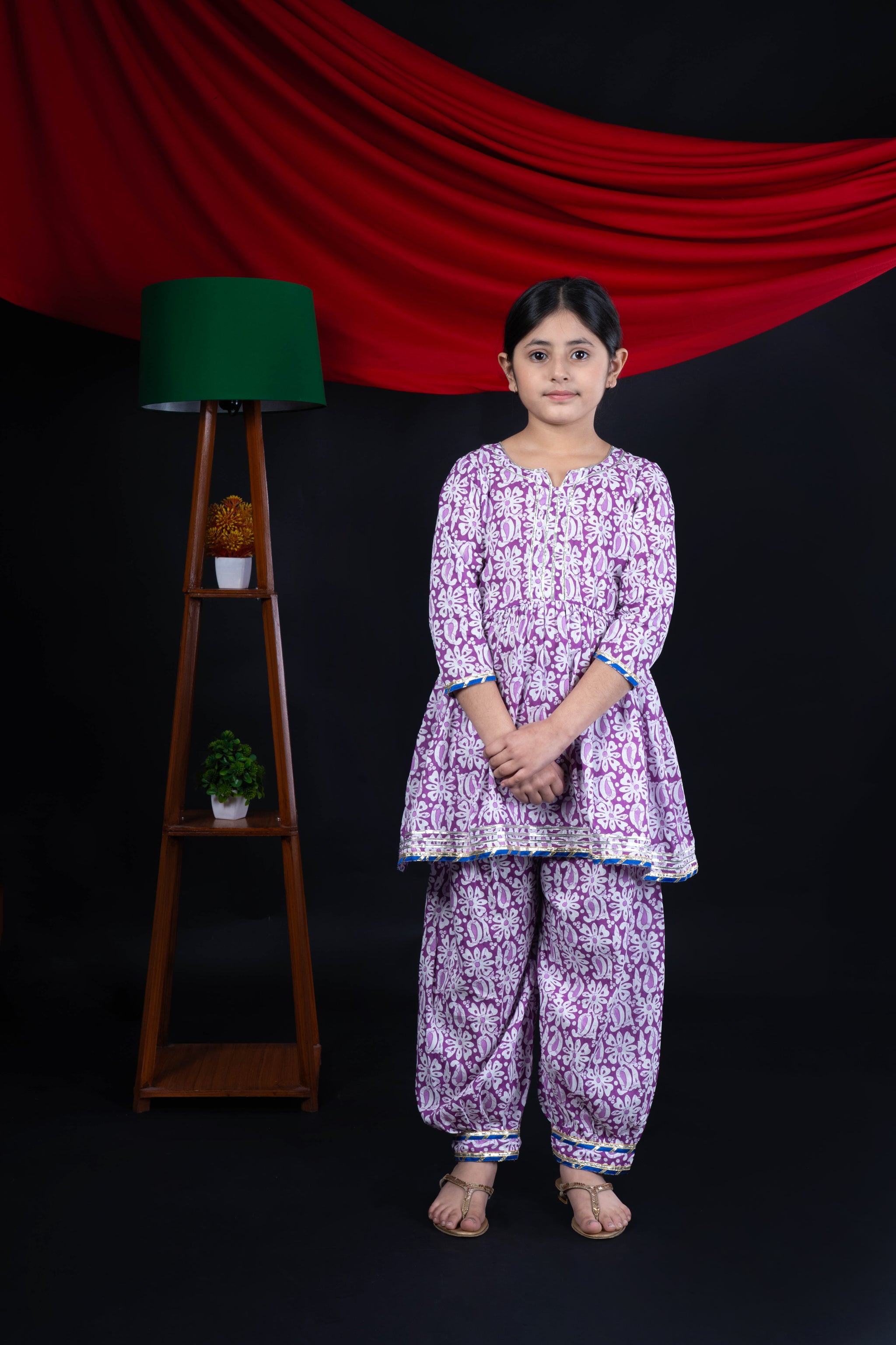 Purple Anarkali Style Kurta Set for Girls - Latest Rakhi Dress for Girls 2025