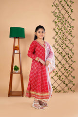 Red Bandhani Anarkali for Girls