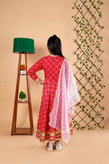 Red Bandhani Anarkali for Girls