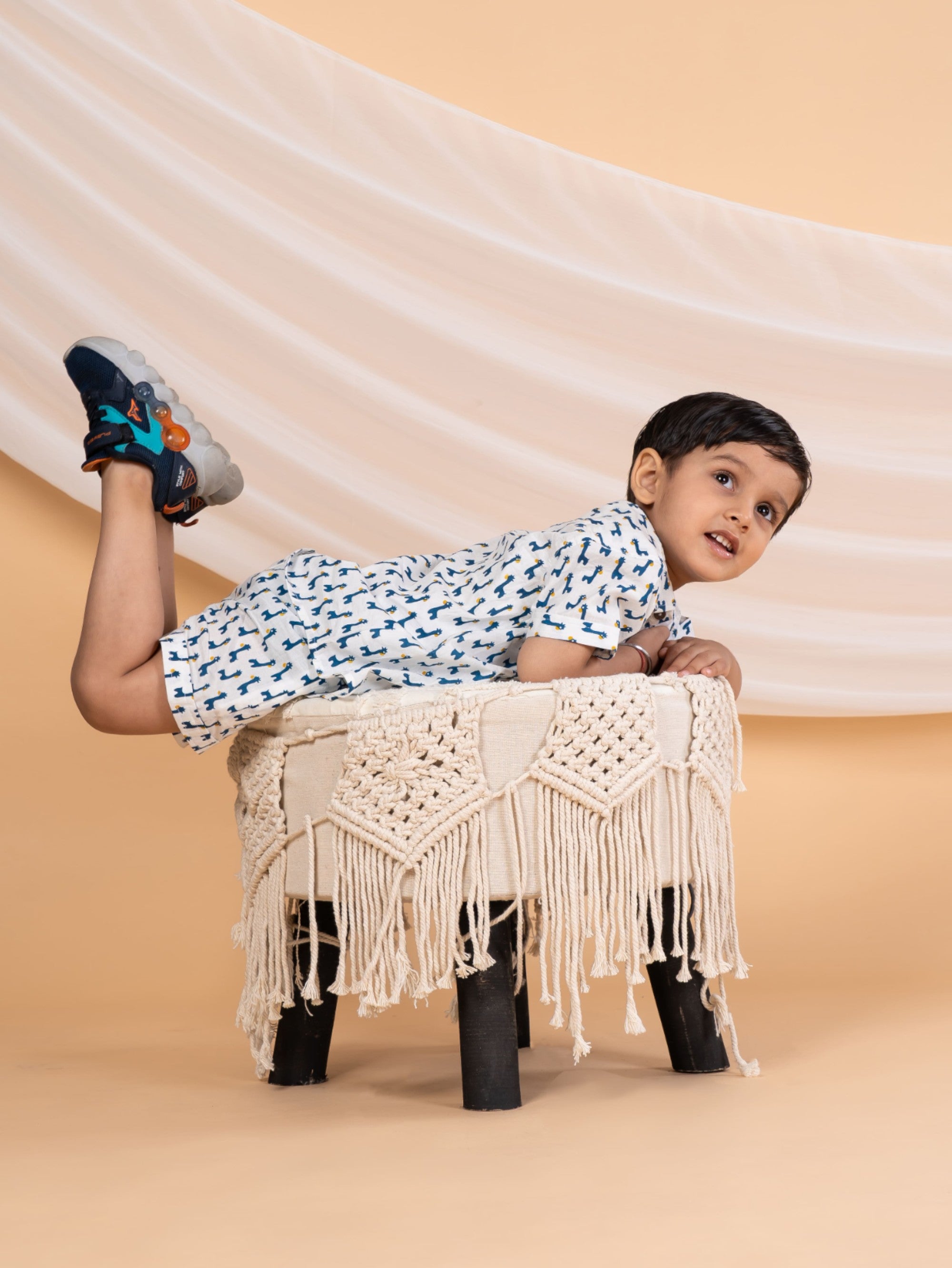 Boys Casual Giraffe Print Coord Set